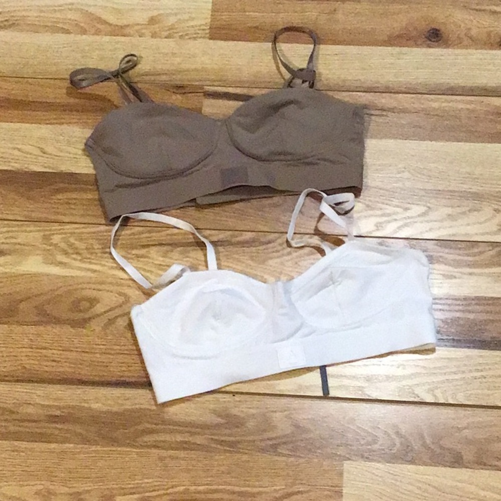 Anthropologie Brown and White Bras Set